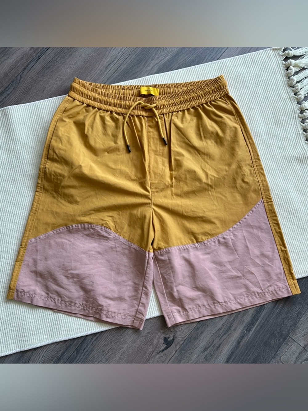 Pyer Moss Yellow and Pink Wave Track Shorts